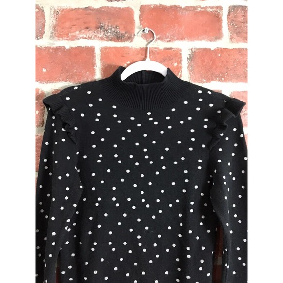 Parker Mock Neck Polka Dot Ruffle Marlee Sweater Size Small - Picture 3 of 8